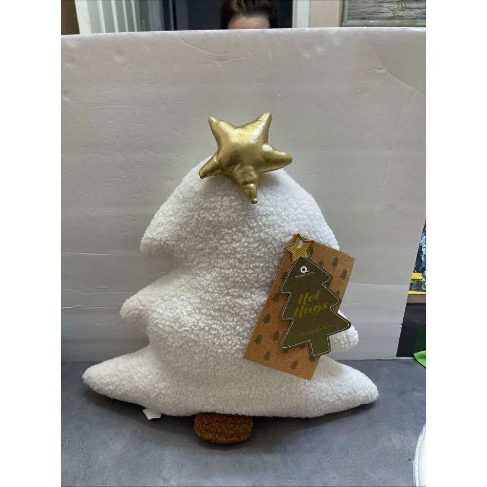 Hot Hugs Sherpa Shaped Christmas Tree Ivory Decorative Heat PadMicrowaveable NWT